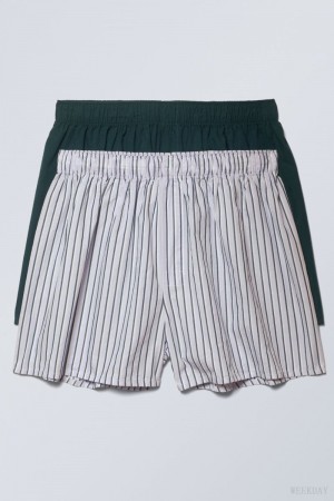 Weekday 2-pack Boxer Shorts Shorts Navy Stripes | TRTV2796