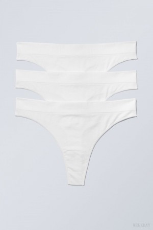 Weekday 3-pack Cat Soft Thong Thong White | ZBYJ3906