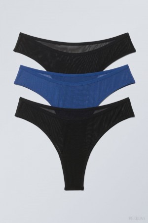 Weekday 3-pack Dylan Mesh Brazilian Briefs Briefs Black / Blue | HAGI0118