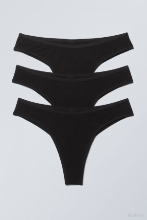 Weekday 3-pack Inez Brazilian Cotton Briefs Briefs Black | NURK5379