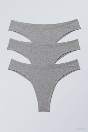 Weekday 3-pack Inez Brazilian Cotton Briefs Briefs Grey | ZORI1863