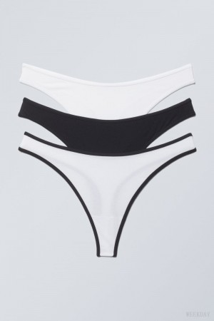 Weekday 3-pack Jade Cotton Thong Thong Black White | YSBZ3091