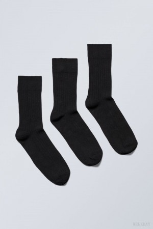 Weekday 3-pack Selma Socks Black | KPKE1698