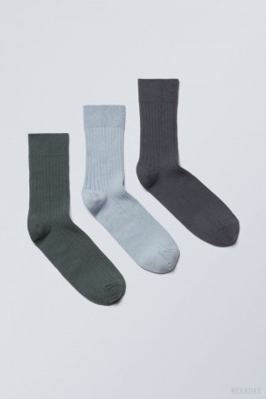 Weekday 3-pack Selma Socks Blue / Black | EZVZ1103