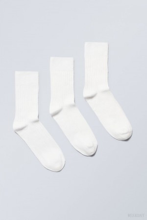 Weekday 3-pack Selma Socks White | WRQD5798