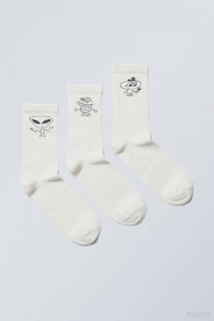 Weekday 3-pack Sport Graphic Socks Doodle Guys | TSZJ6796