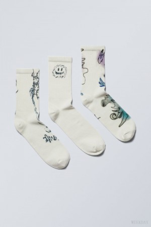 Weekday 3-pack Sport Graphic Socks Graphic Mix | IMAH0799