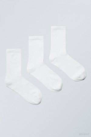 Weekday 3-pack Sport Socks White | QHDB9715