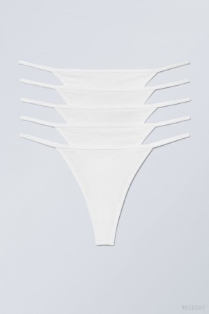 Weekday 5-pack Alex Cotton Tanga Thong Thong White | QKDZ1014