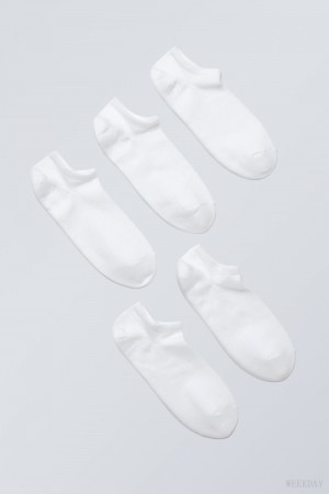 Weekday 5-pack Cotton Trainer Socks White | ITAU3954