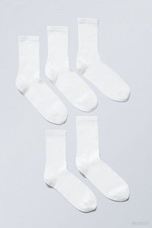 Weekday 5-pack Sport Socks White | ICXR6358