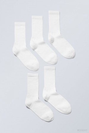 Weekday 5-pack Sport Socks White | JXHD8860