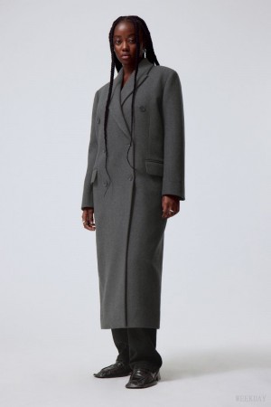 Weekday Alex Oversized Wool Blend Coat Dark Grey | KLEP3734