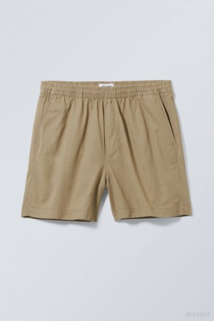 Weekday Alex Relaxed Shorts Dark Beige | LJXN2441