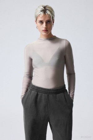 Weekday Allison Longsleeved Turtleneck Top Light Grey | FMCK1512