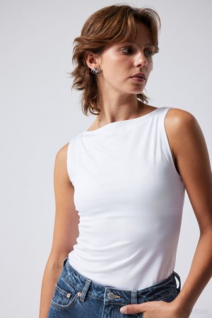 Weekday Annie Boatneck Sleeveless top White | CZPY0094