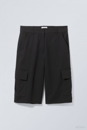 Weekday Arwen Cargo Suiting Shorts Black | OPCB8062