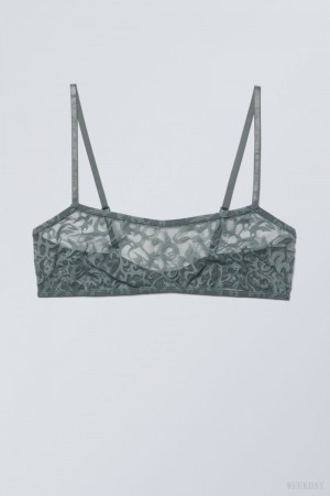 Weekday Ash Lace Semi Scooped Bra Bra Grey | VGII2170