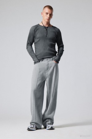 Weekday Astro Baggy Suit Trousers Light Grey | IJDW9065