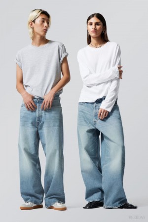 Weekday Astro Loose Baggy Jeans Blue | MIJZ4740