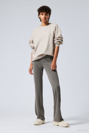 Weekday Bea Jersey Trousers Dark Khaki | HAXO6274