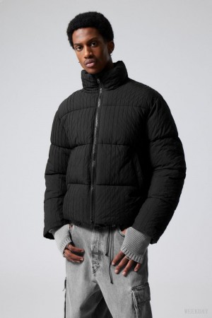 Weekday Ben Rib Puffer Jacket Black | HKMB2900