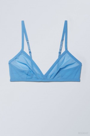 Weekday Bonnie Mesh Triangle Bralette Bralette Light Blue | REUR3113