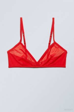 Weekday Bonnie Mesh Triangle Bralette Bralette Red | TNQG1097