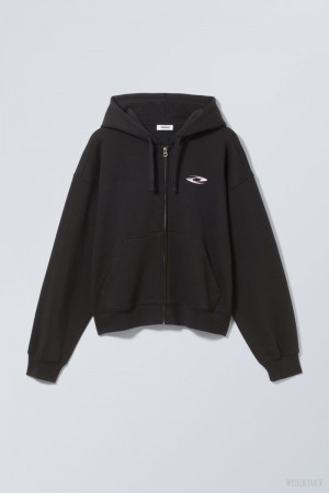 Weekday Boxy Graphic Zip Hoodie Eternity | NWWC6108