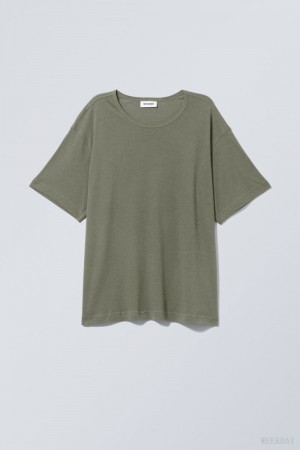 Weekday Boxy Relaxed T-shirt Khaki | GSZR4300