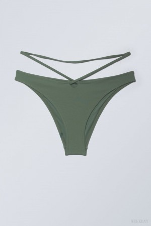 Weekday Brazilian Bikini Bottoms Olive Green | RKJH8585