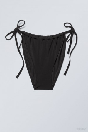 Weekday Breeze String Bikini Bottoms Black | AKMQ0653