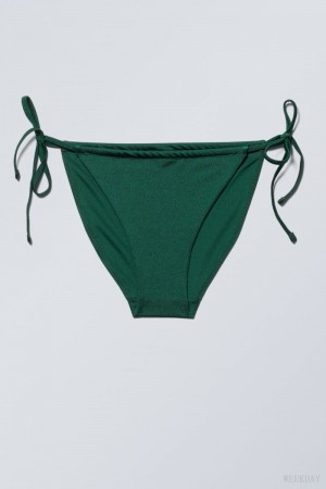 Weekday Breeze String Bikini Bottoms Dark Green | GAQI4142