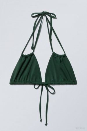 Weekday Breeze Tie Bikini Top Dark Green | TIUH4078