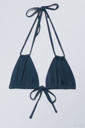 Weekday Breeze Tie Bikini Top Navy | KXZC6966