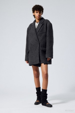 Weekday Carla Oversized Wool Blend Jacket Grey | XIRP2639