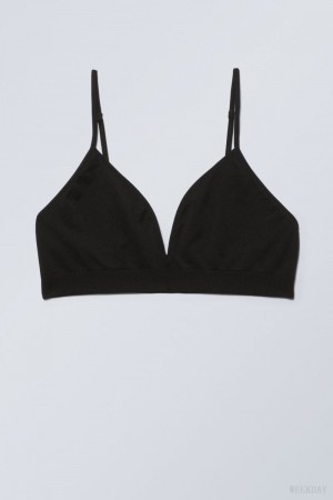 Weekday Cat Soft Triangle Bra Bra Black | DYCQ1134