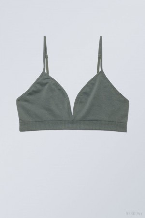 Weekday Cat Soft Triangle Bra Bra Dark Grey | VMWJ3711