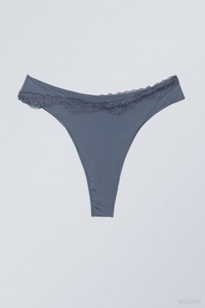 Weekday Cleo Lace Brazilian Briefs Briefs Blue | UICU9987