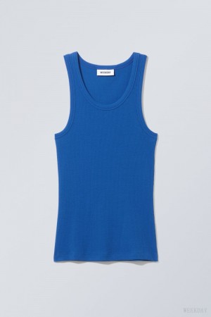 Weekday Close Fitted Tank Top Blue | YSYN5112