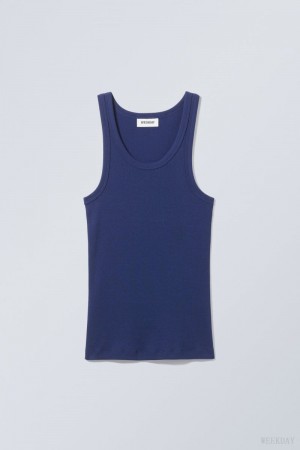 Weekday Close Fitted Tank Top Dark Blue | HLQN0989