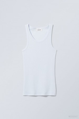 Weekday Close Fitted Tank Top Light Blue | KXGW1455