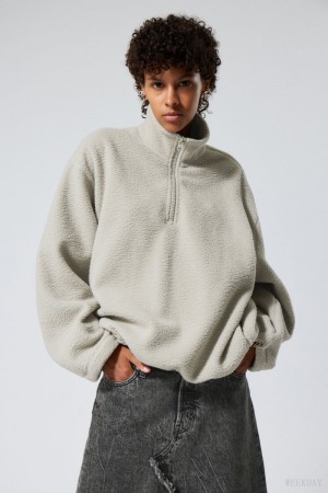 Weekday Cora Oversized Fleece Sweatshirt Light Mole | SMYP8849