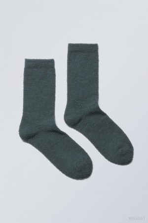 Weekday Cosy Socks Dark Turquoise | WSMB0598