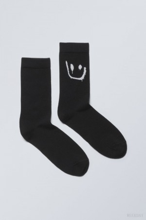 Weekday Cotton Graphic Socks Drippy Smiley | UWYU5138