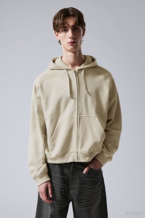 Weekday Craig Zip Hoodie Light Mole | SZAI0133