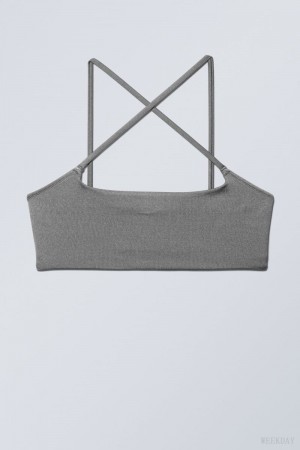 Weekday Cross Front Bikini Top Grey | DXXN5719