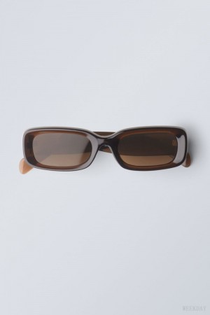 Weekday Cruise Squared Sunglasses Dark Brown | DZGK3628