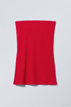 Weekday Cybele Slit Tube Top Red | YHVB6095