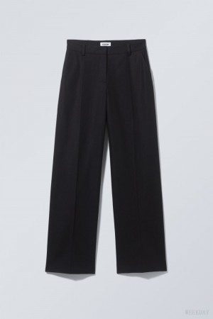 Weekday Cyrus Linen Mix Trousers Black | LRPR6616